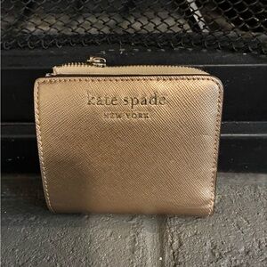 kate spade Metallic Gold Zip-Around Compact Wallet